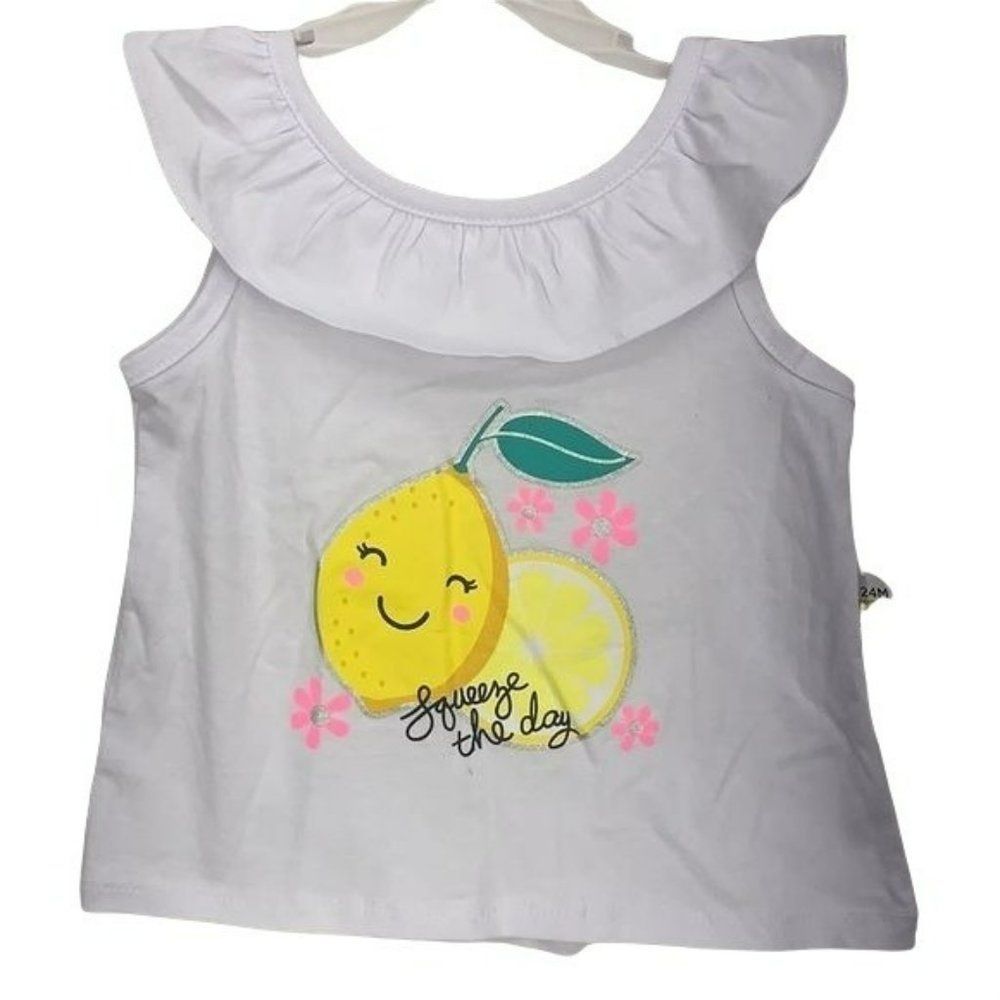 Real Love Squeeze The‎ day Cap Sleeve 24 Months white tank top